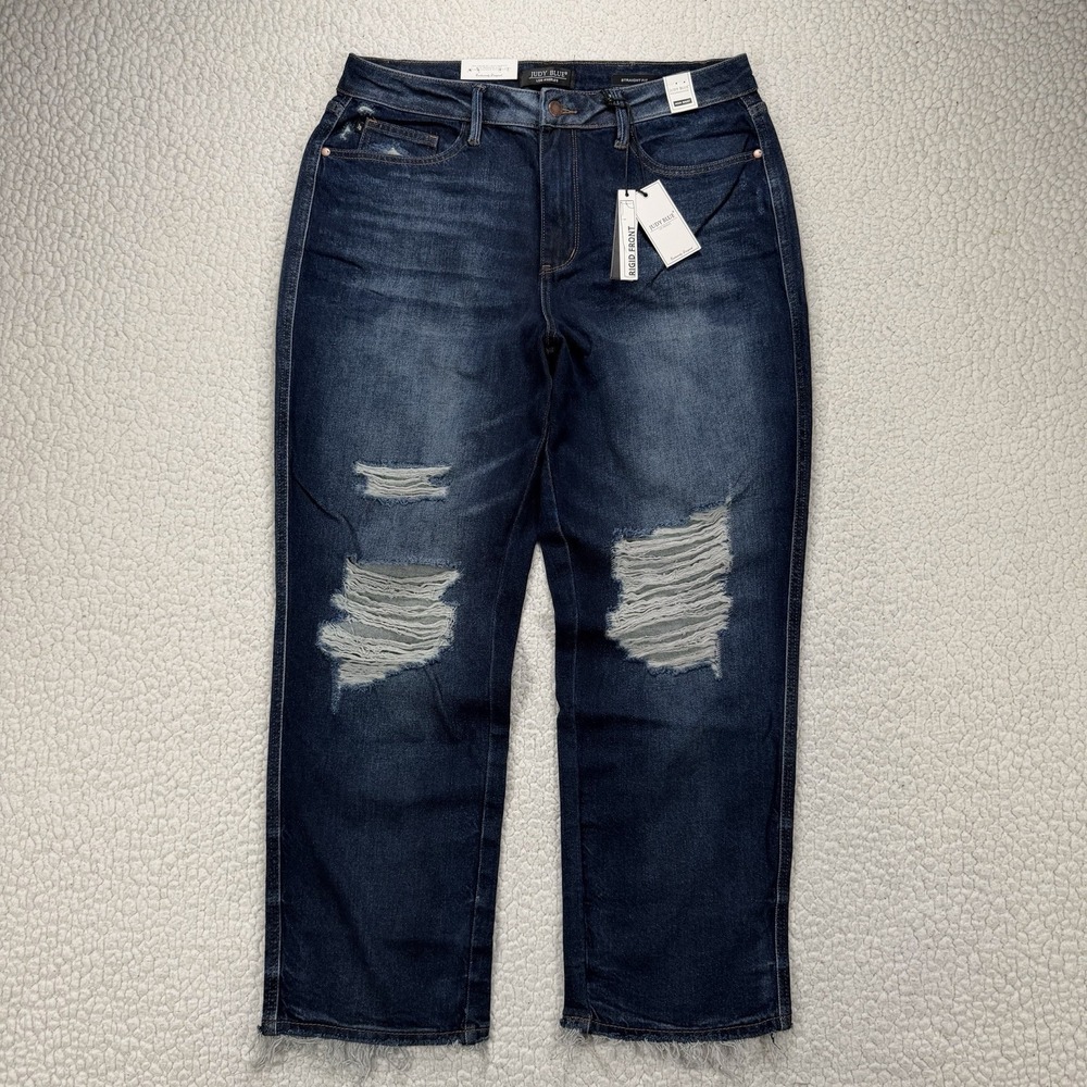 Judy Blue Straight Jeans Women's 16W (34x29) High Rise Distressed Boho